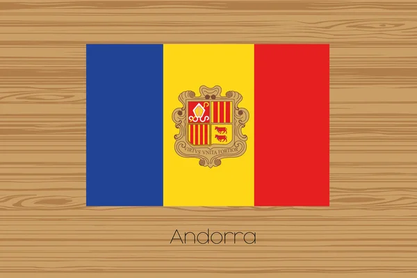 Afbeelding van een houten vloer met de vlag van Andorra — Stockfoto