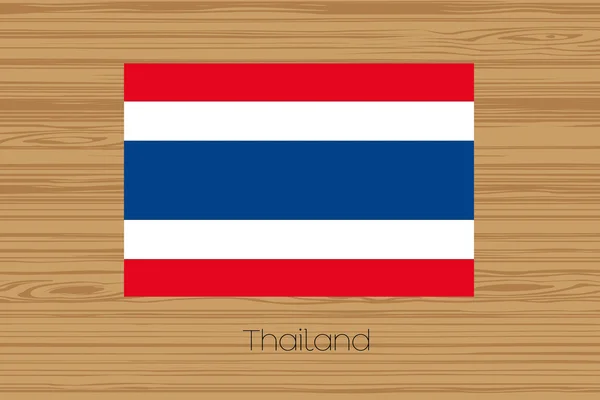 Abbildung eines Holzfußbodens mit der Flagge Thailands — Stockfoto