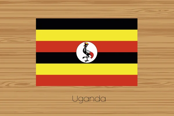 Illustration d'un sol en bois avec le drapeau de l'Ouganda — Photo