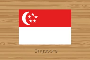 Bir ahşap zemin çizimi ile Singapur bayrağı