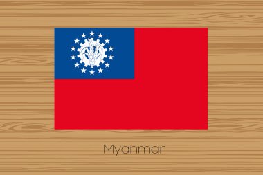 Bir ahşap zemin resmi Myanmar bayrağı ile