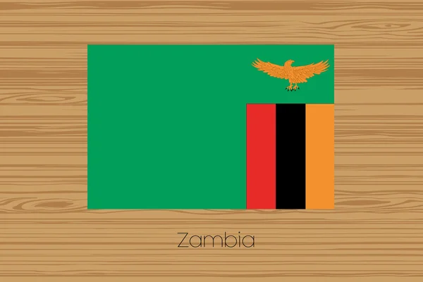 Ilustrace dřevěné podlahy s vlajka Zambie — Stockový vektor