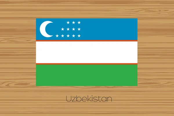 Afbeelding van een houten vloer met de vlag van Oezbekistan — Stockvector