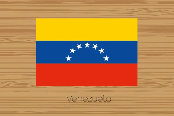 Ilustración de un piso de madera con la bandera de Venezuela — Vector de stock
