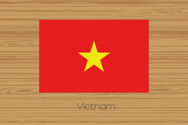 Ilustración de un piso de madera con la bandera de Vietnam — Vector de stock