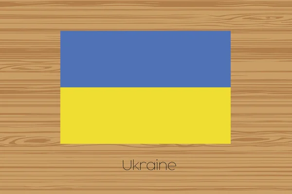 Ilustración de un piso de madera con la bandera de Ucrania — Vector de stock