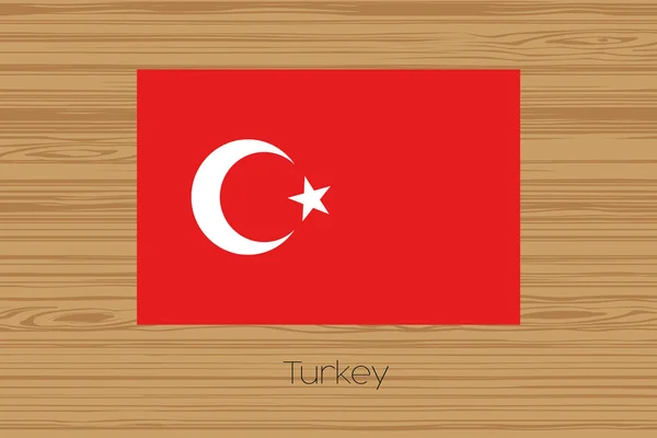 Afbeelding van een houten vloer met de vlag van Turkije — Stockvector