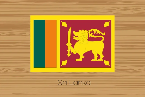 Ilustrace dřevěné podlahy s vlajka Srí Lanky — Stockový vektor