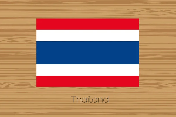 Abbildung eines Holzfußbodens mit der Flagge Thailands — Stockvektor