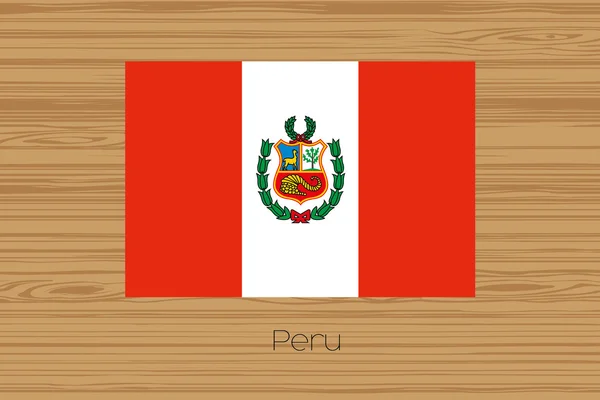 페루의 국기와 나무 바닥의 그림 — 스톡 벡터