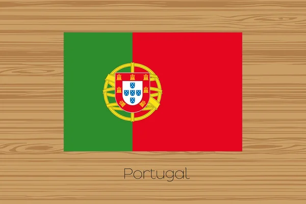 Ilustración de un suelo de madera con la bandera de Portugal — Vector de stock