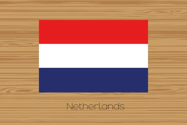 Ilustración de un piso de madera con la bandera de Holanda — Vector de stock