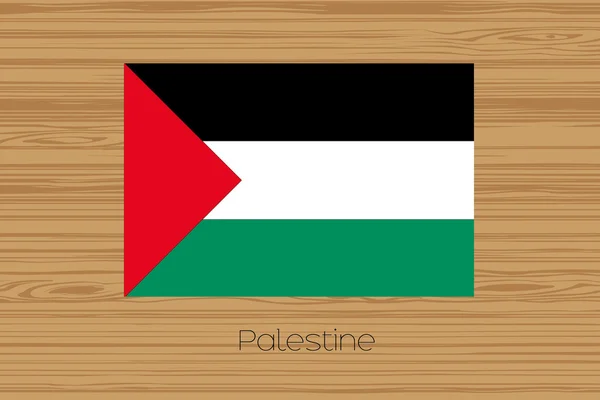 Illustrazione di un pavimento in legno con la bandiera della Palestina — Vettoriale Stock