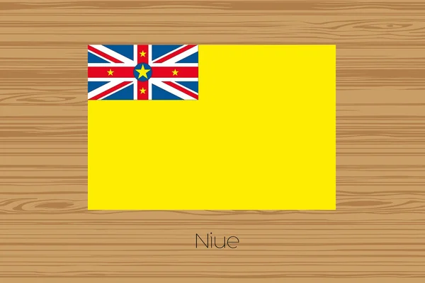 Illustration of a wooden floor with the flag of Niue — Stock Vector