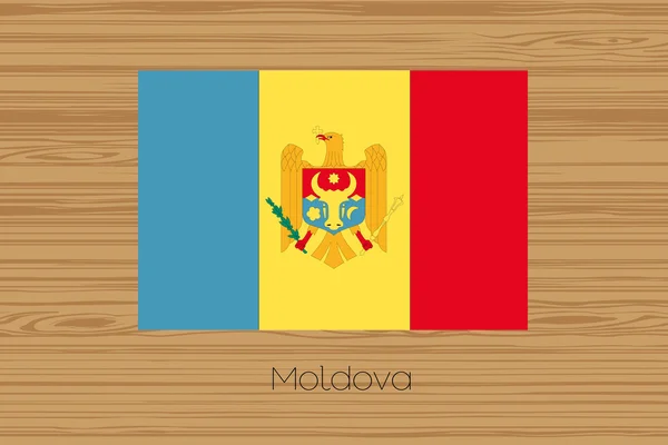 Ilustrace dřevěné podlahy s vlajkou Moldavsko — Stockový vektor