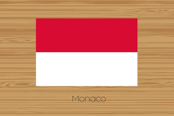 Ilustración de un suelo de madera con la bandera de Mónaco — Archivo Imágenes Vectoriales