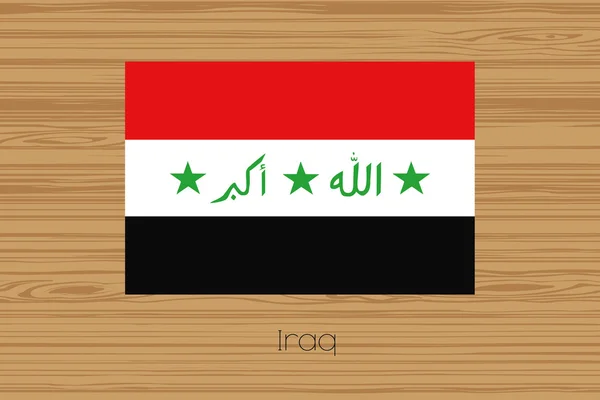 Ilustracja z drewnianą podłogę z flaga Iraku — Wektor stockowy
