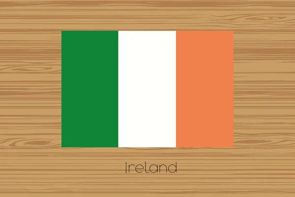 Illustration eines Holzfußbodens mit der Flagge Irlands — Stockvektor