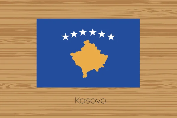 Illustration of a wooden floor with the flag of Kosovo — Stock Vector