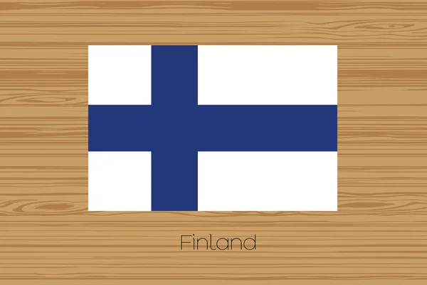 Иллюстрация деревянного пола с флагом Финляндии — стоковый вектор
