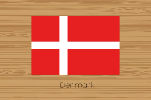 Illustration of a wooden floor with the flag of Denmark — Stock Vector