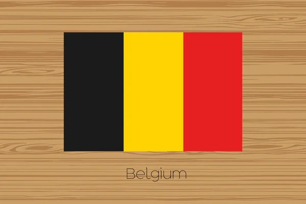 Ilustrasi lantai kayu dengan bendera Belgia - Stok Vektor