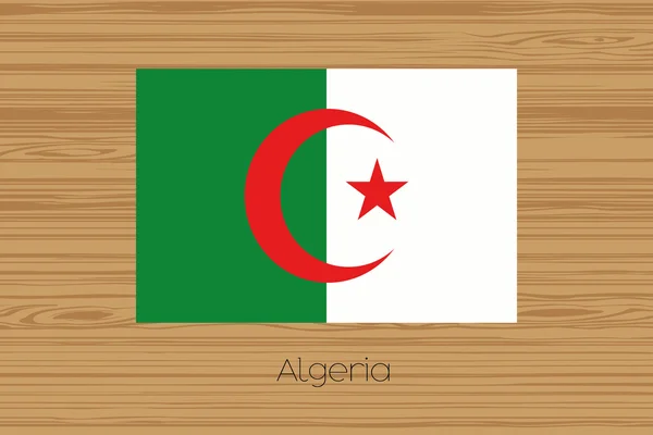 Illustrazione di un pavimento in legno con la bandiera di Algeria — Vettoriale Stock