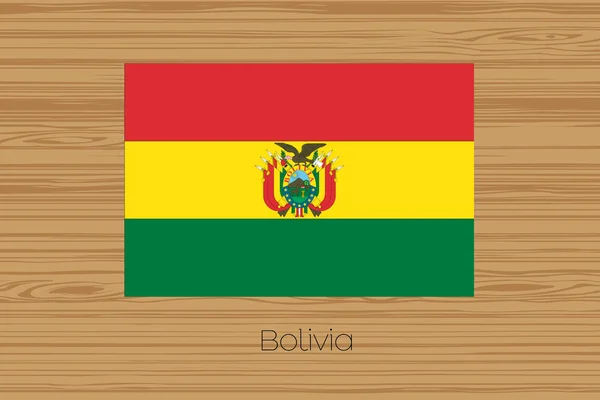 Иллюстрация деревянного пола с флагом Боливии — стоковый вектор