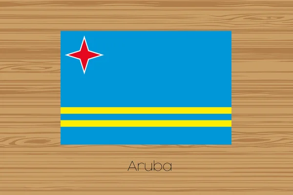Ilustrace dřevěné podlahy s vlajkou Aruba — Stockový vektor