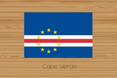Bir ahşap zemin çizimi ile Cape Verde Cumhuriyeti bayrağı