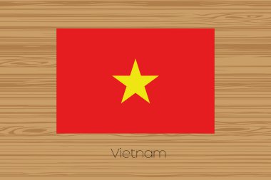 Bir ahşap zemin çizimi ile Vietnam bayrağı