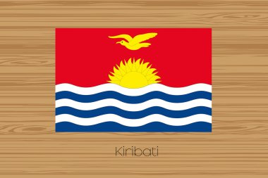 Bir ahşap zemin illüstrasyon Kiribati bayrağı ile