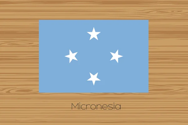 Bir ahşap zemin illüstrasyon Mikronezya bayrağı ile — Stok fotoğraf