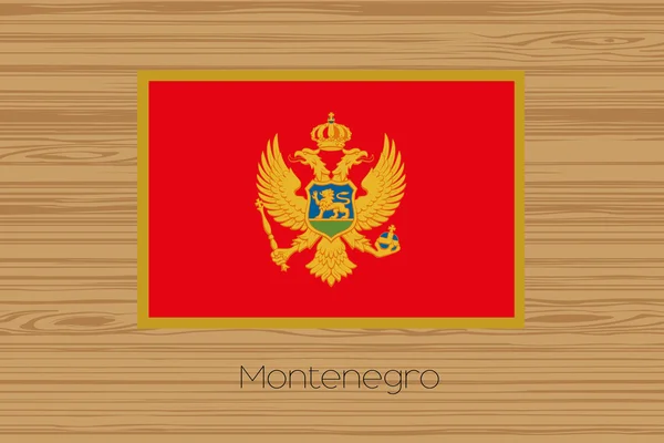 Ilustracja z drewnianą podłogę z flaga Czarnogóry — Zdjęcie stockowe