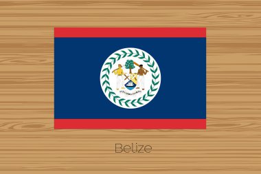 Bir ahşap zemin çizimi ile Belize bayrağı
