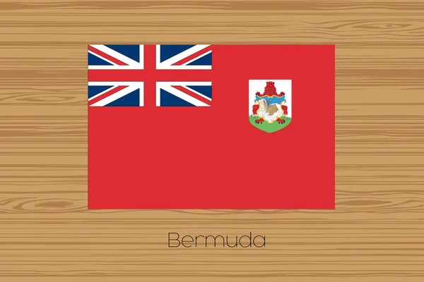 Ilustrace dřevěné podlahy s vlajkou Bermudy — Stock fotografie