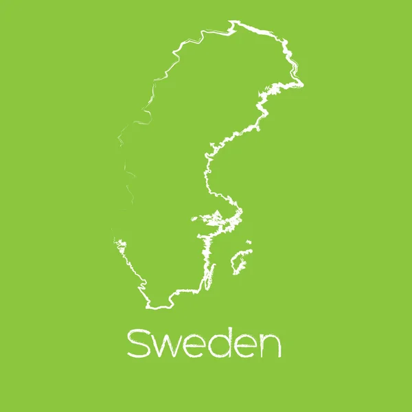 Mappa del paese di Svezia — Vettoriale Stock