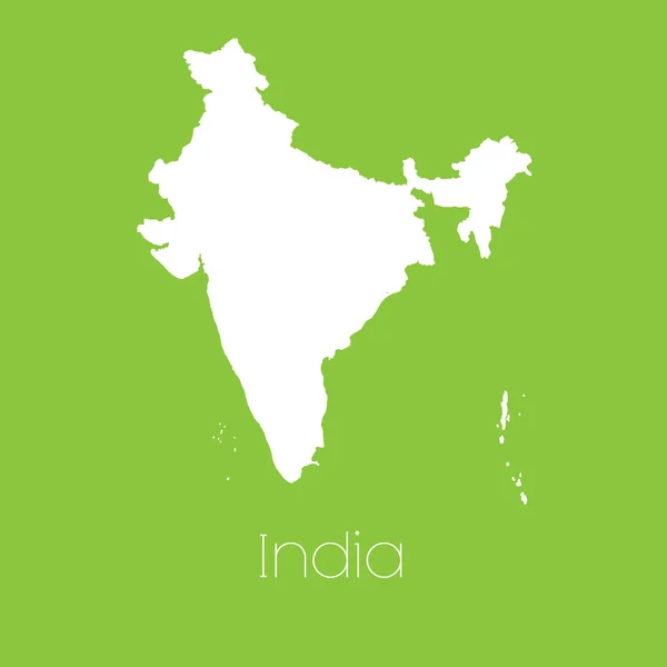 Mappa del paese dell'India — Vettoriale Stock