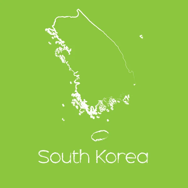 Carte du pays de Corée du Sud — Image vectorielle