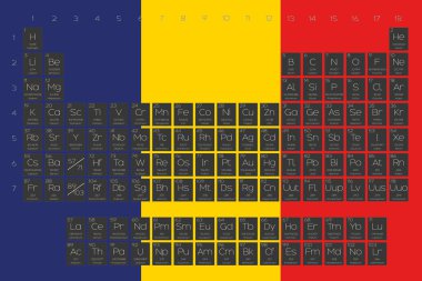 Öğeleri periyodik tablo Romanya bayrağı yerleştirilmiştir