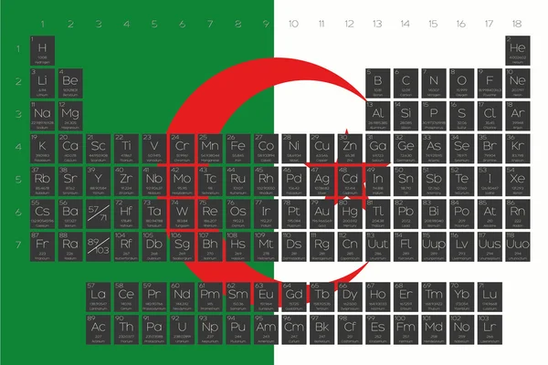 Tabla periódica de elementos superpuestos en la bandera de Argelia —  Fotos de Stock