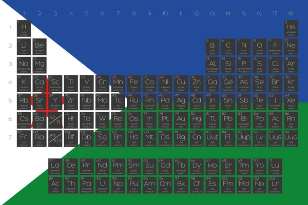 Periodic Table of Elements overlayed on the flag of Djibouti — Stock Photo, Image