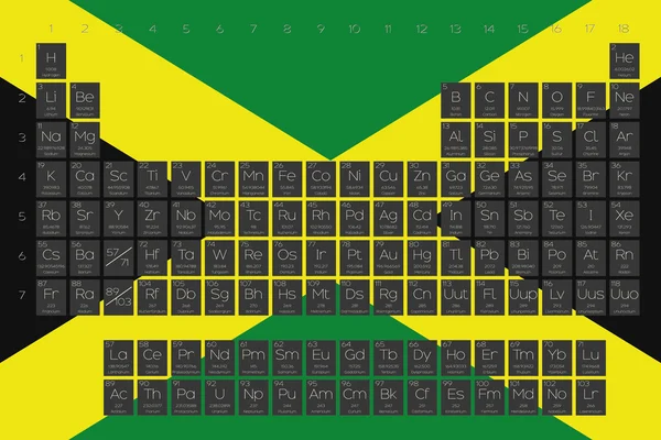 Tabla periódica de elementos superpuestos en la bandera de Jamaica —  Fotos de Stock