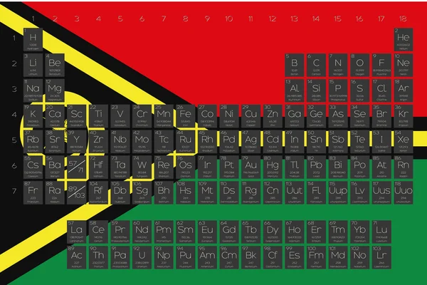 Tabla periódica de elementos superpuestos en la bandera de Vanuatu —  Fotos de Stock