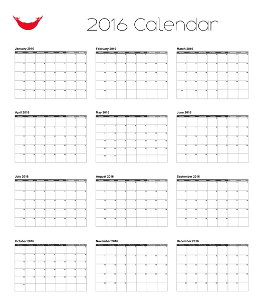 2016 Calendar with the Flag of Easter Island — Stock Photo, Image