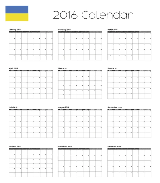2016 Calendario con la Bandera de Ucrania —  Fotos de Stock