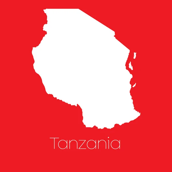 Mapa země, Tanzanie — Stockový vektor