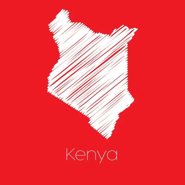 Mappa del paese del Kenya — Vettoriale Stock