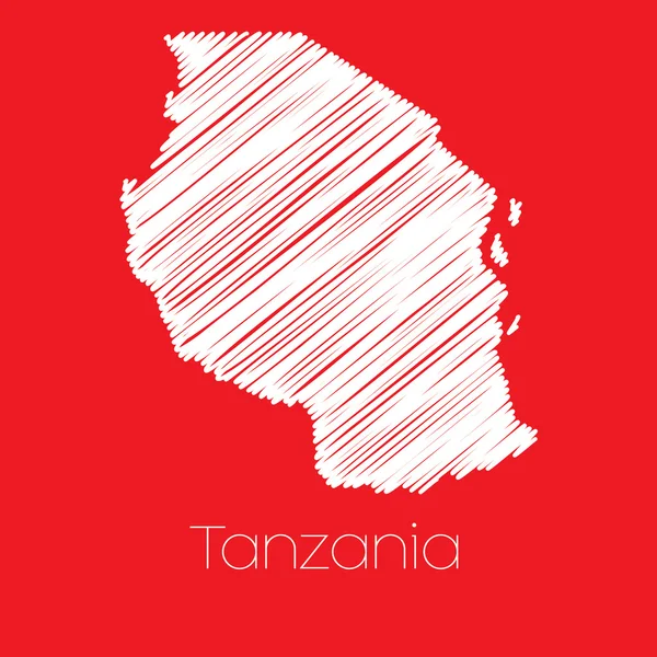 Mapa del país de Tanzania — Vector de stock