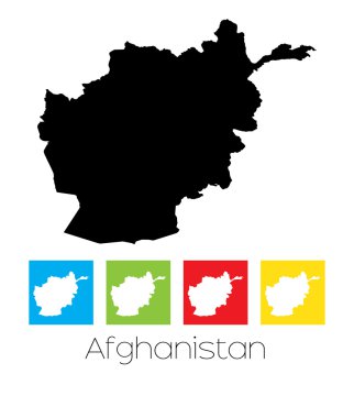Afganistan'ın ülkenin renkli kareler ve ana hatlarıyla